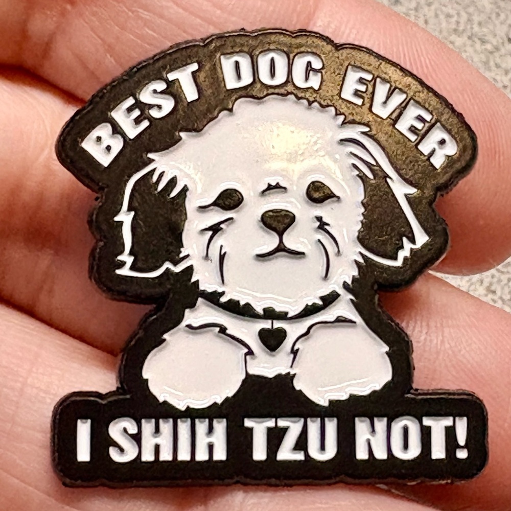 Best Dog Ever Enamel Pin - Black and White